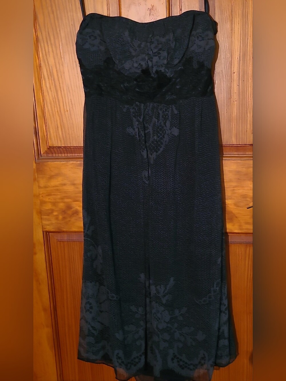 The Limited Black Strapless Floral Lace Midi Dress Silk Size 2 New